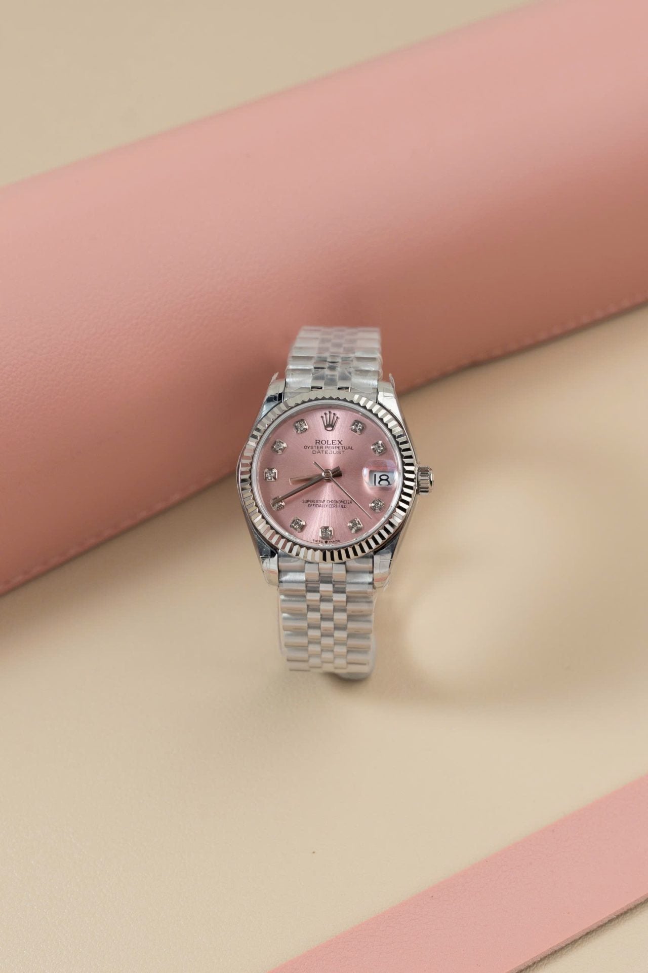 Rolex DateJust Lady Replica Watch Pink Dial Jubilee Strap 31mm Clone