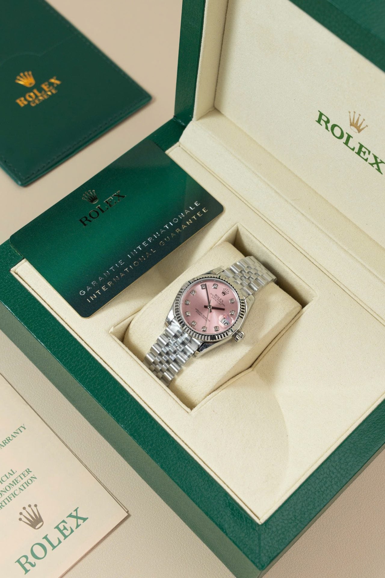 Rolex DateJust Lady Replica Watch Pink Dial Jubilee Strap 31mm Clone