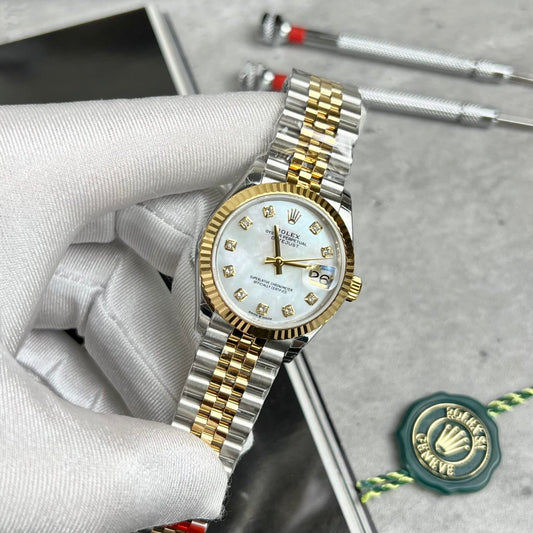 Rolex Best Replica Watch DateJust Mother of Pearl Dial Demi Gold Dial 31mm Clone