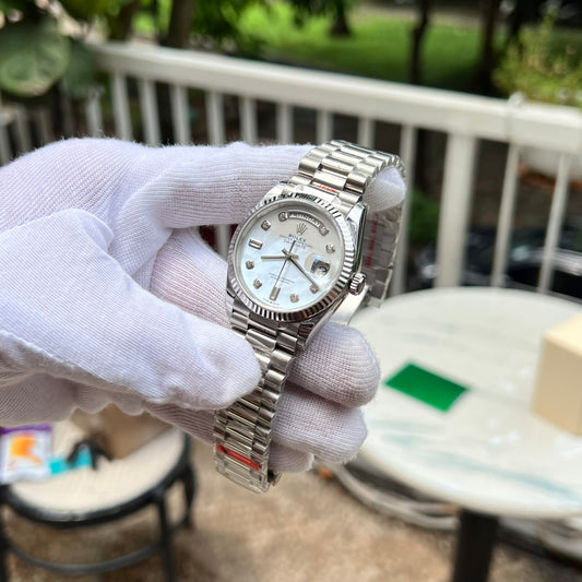 Rolex DateJust Mother Of Pearl Dial Replica Watch With Diamonds 36mm Clone