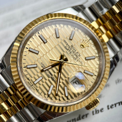 Rolex DateJust Clone Watch Yellow Dial EW Factory 36mm