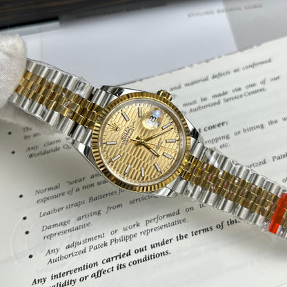 Rolex DateJust Clone Watch Yellow Dial EW Factory 36mm