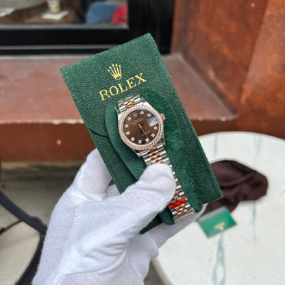 Rolex DateJust Women’s Replica Watch Chocolate Dial Diamond Bezel EW Factory 31mm