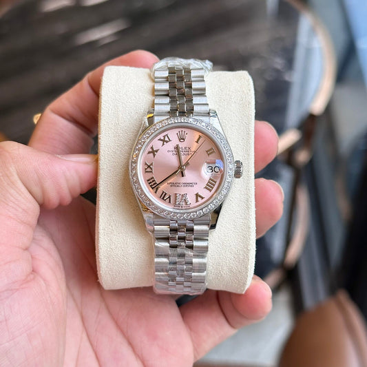 Rolex DateJust With Diamonds Pink Dial Replica Women’s Watch EW Factory 31mm