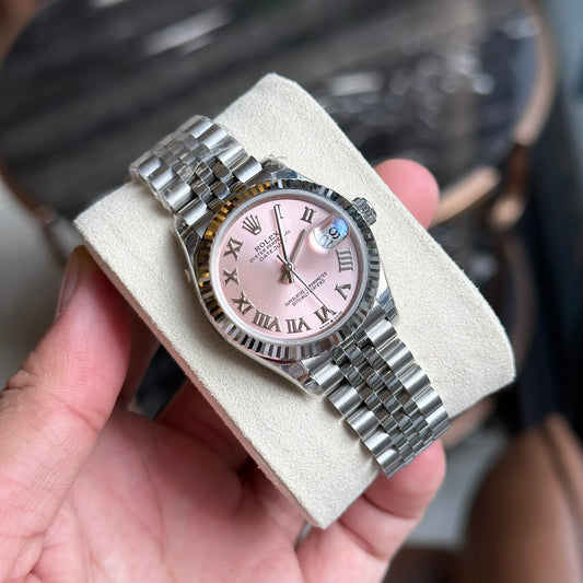 Rolex DateJust Pink Dial Replica Women’s Watch Roman Numerals EW Factory 31mm