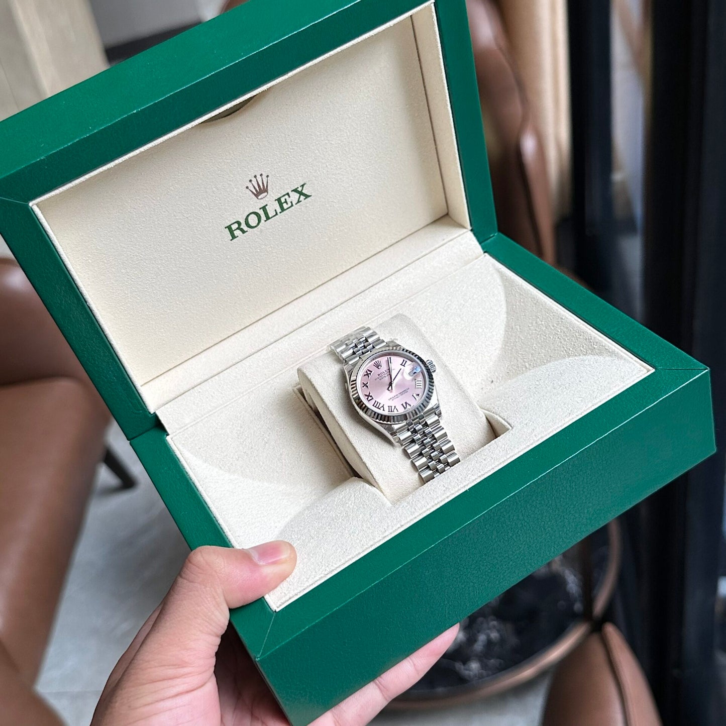 Rolex DateJust Pink Dial Replica Women’s Watch Roman Numerals EW Factory 31mm