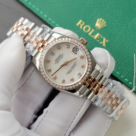 Rolex DateJust Replica 11 Watch Dial Mother Of Pearl Custom Moissanite Diamonds Clean Factory 31mm