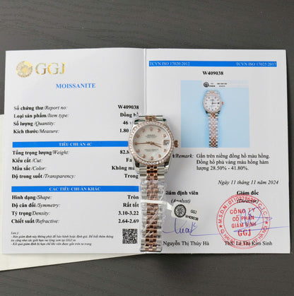 Rolex DateJust Replica 11 Watch Dial Mother Of Pearl Custom Moissanite Diamonds Clean Factory 31mm