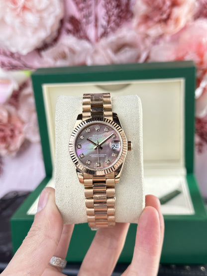 Rolex Replica Watch DateJust Rose Gold 178275 Mother Of Pearl Dial 31mm Clone