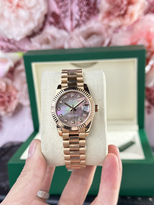 Rolex Replica Watch DateJust Rose Gold 178275 Mother Of Pearl Dial 31mm Clone