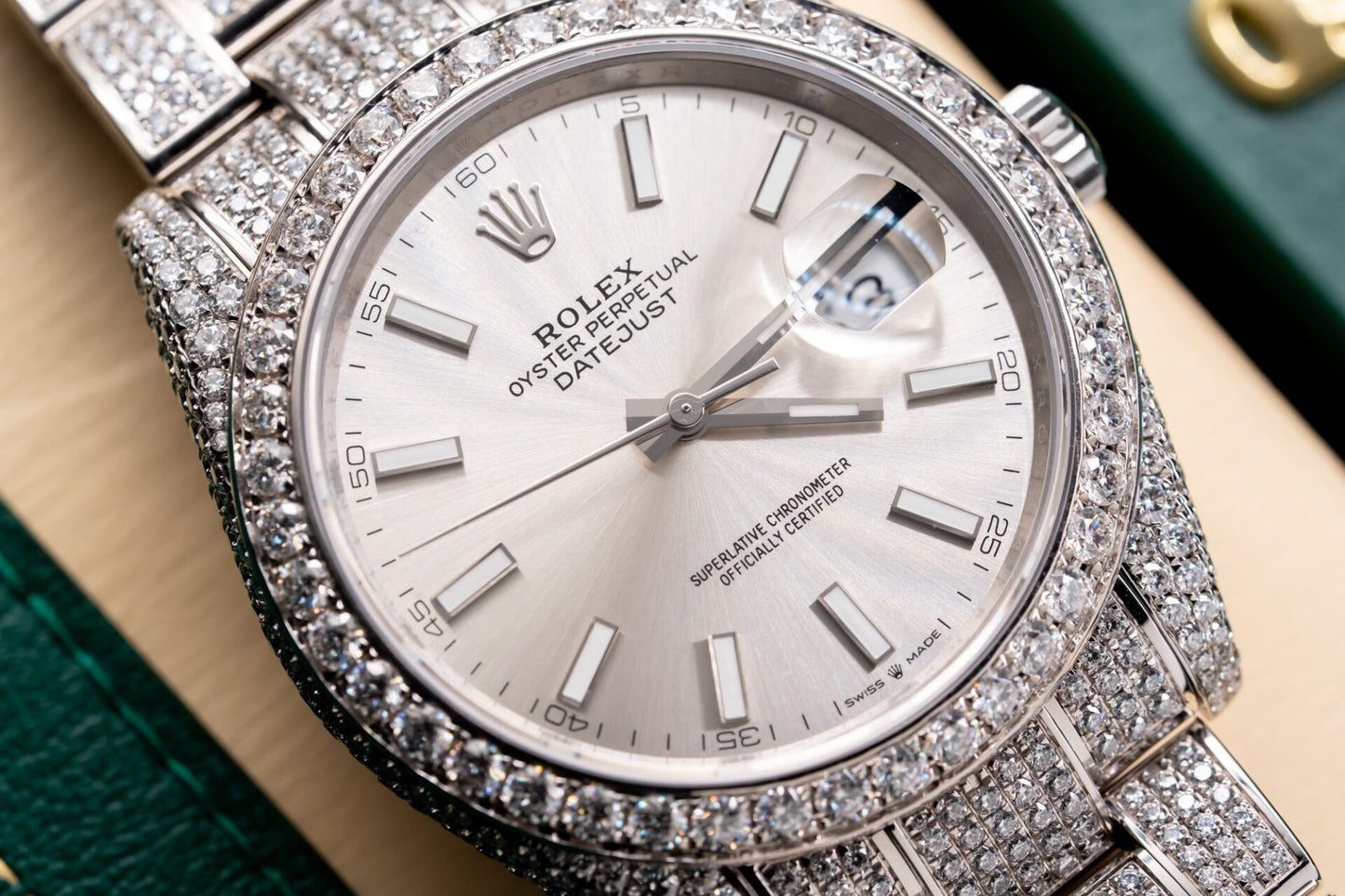 Rolex Datejust 126334 Best Replica Watch With Full Diamond Moissanite 41mm Clone