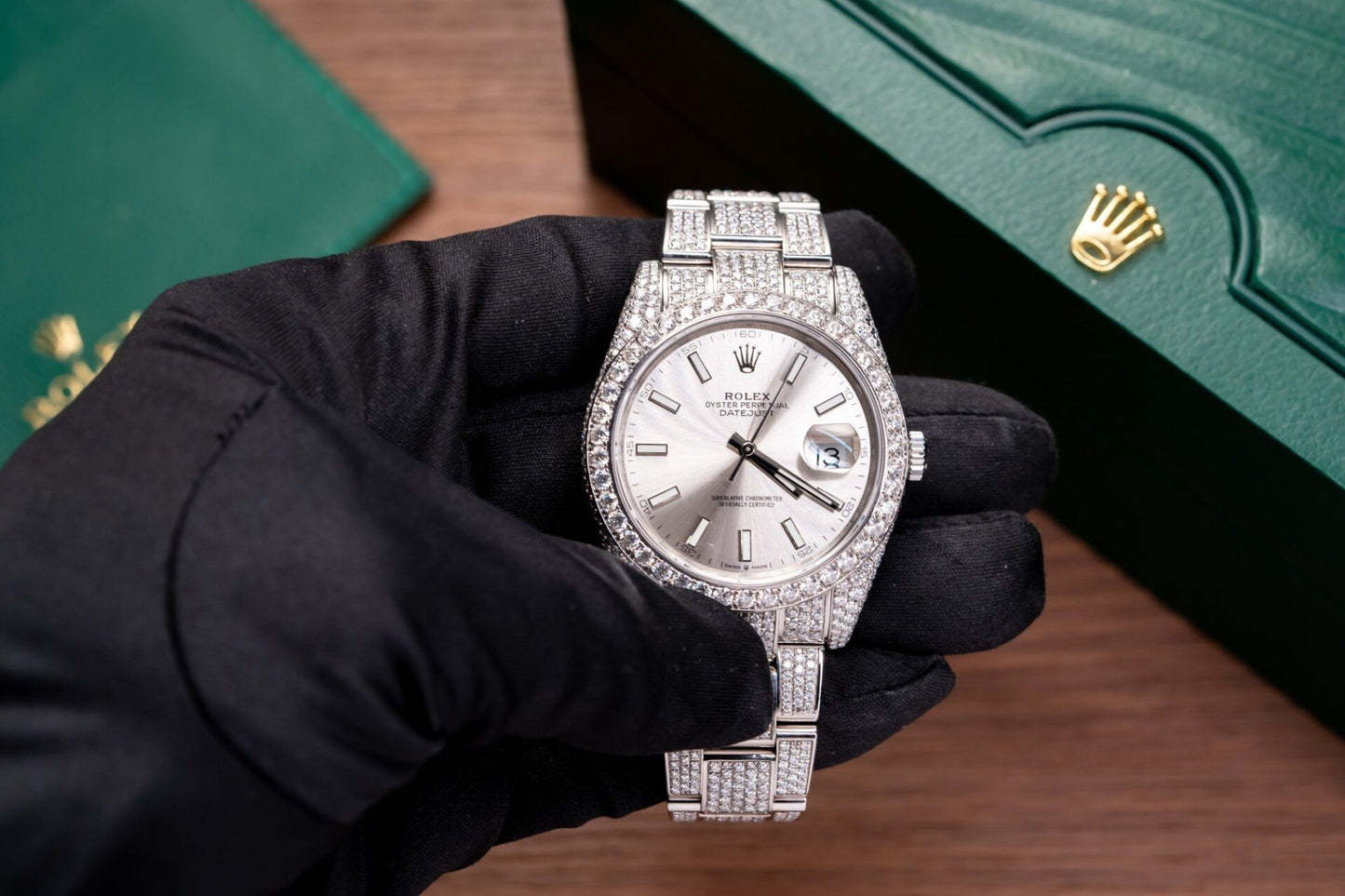 Rolex Datejust 126334 Best Replica Watch With Full Diamond Moissanite 41mm Clone