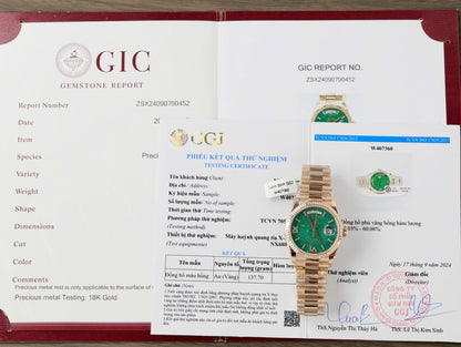 Rolex Day-Date 128235 Dial Aventurine Replica Watch Custom Gold Wrapped 36mm Clone