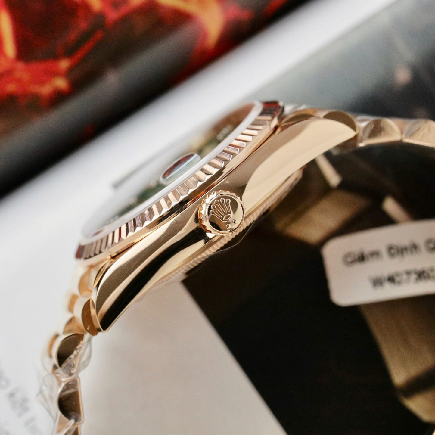 Rolex Day-Date 128235 Dial Aventurine Replica Watch Custom Gold Wrapped 36mm Clone