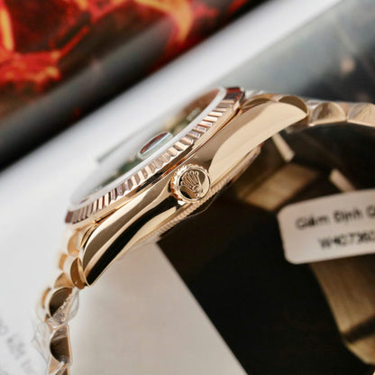 Rolex Day-Date 128235 Dial Aventurine Replica Watch Custom Gold Wrapped 36mm Clone