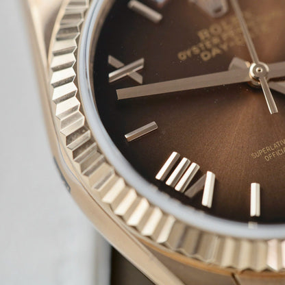 Rolex Day-Date 128235 Replica Watch Dial Chocolate QF Factory 36mm