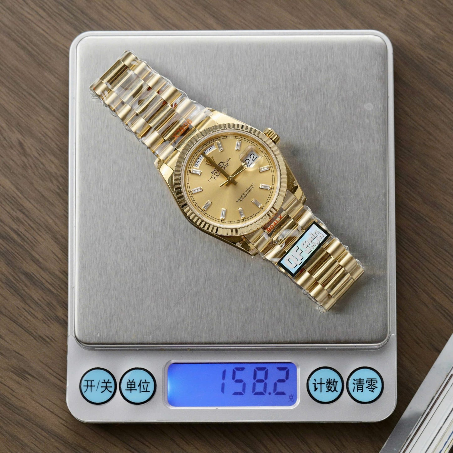 Rolex Day-Date 128238 Replica Watch Yellow Dial Weight QF Factory 36mm
