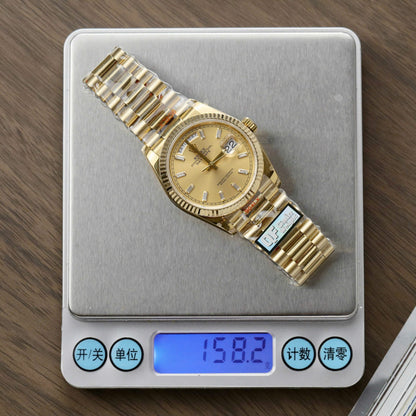 Rolex Day-Date 128238 Replica Watch Yellow Dial Weight QF Factory 36mm