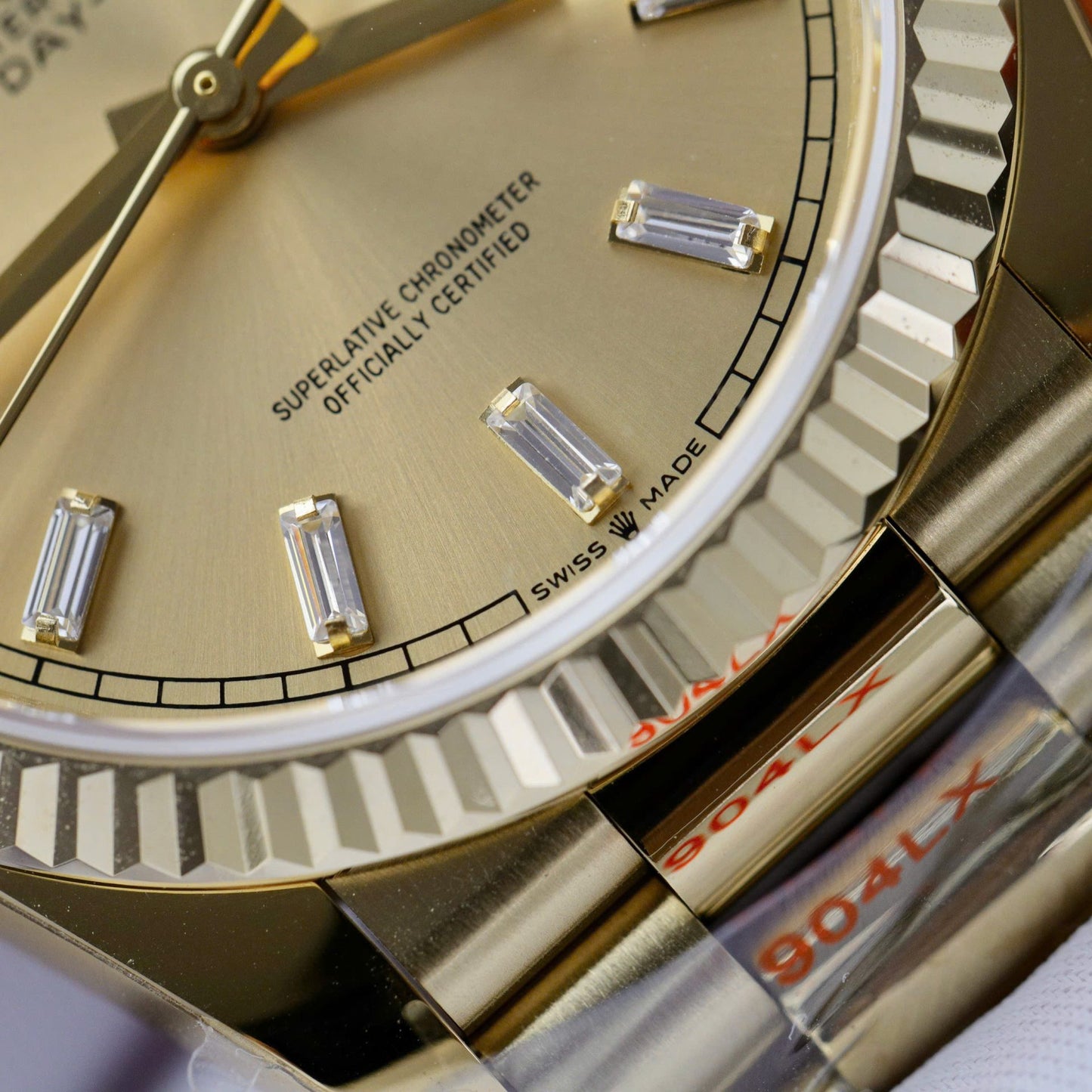 Rolex Day-Date 128238 Replica Watch Yellow Dial Weight QF Factory 36mm