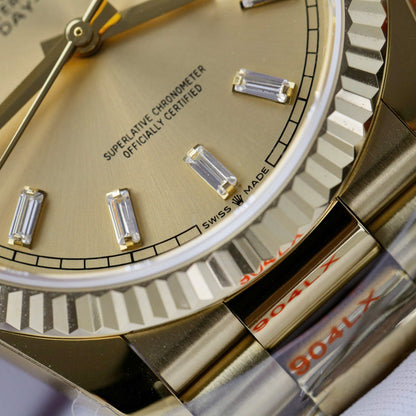 Rolex Day-Date 128238 Replica Watch Yellow Dial Weight QF Factory 36mm