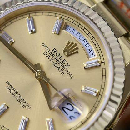 Rolex Day-Date 128238 Replica Watch Yellow Dial Weight QF Factory 36mm