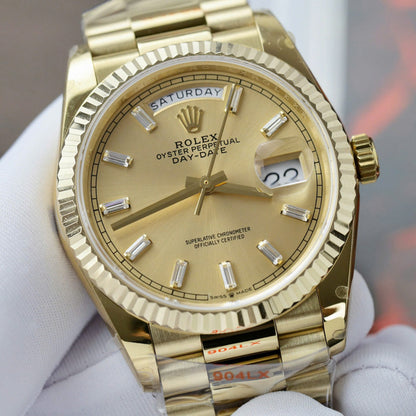 Rolex Day-Date 128238 Replica Watch Yellow Dial Weight QF Factory 36mm