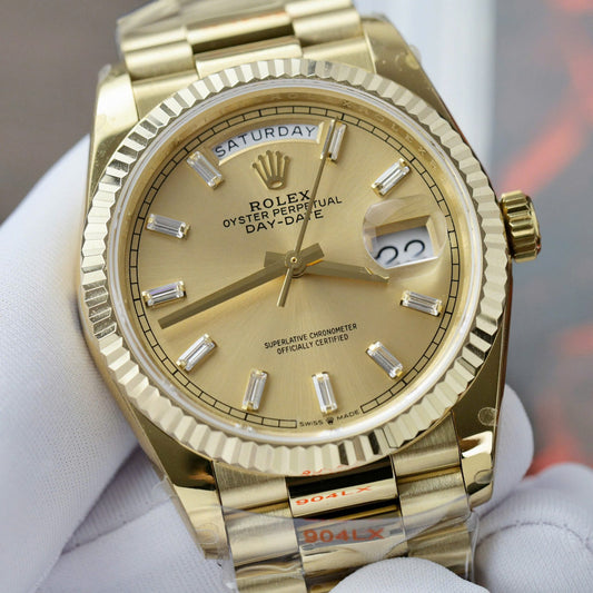 Rolex Day-Date 128238 Replica Watch Yellow Dial Weight QF Factory 36mm