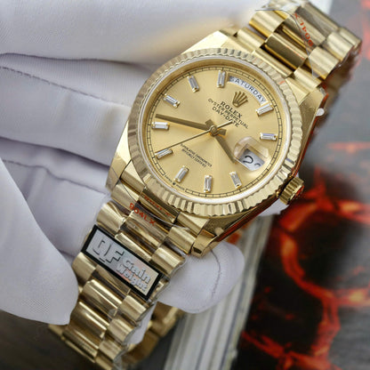 Rolex Day-Date 128238 Replica Watch Yellow Dial Weight QF Factory 36mm
