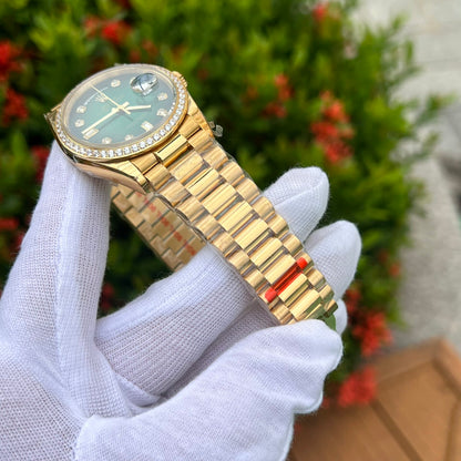 Rolex Day-Date 128348RBR Ombre Green Dial Replica Watch EW Factory 36mm