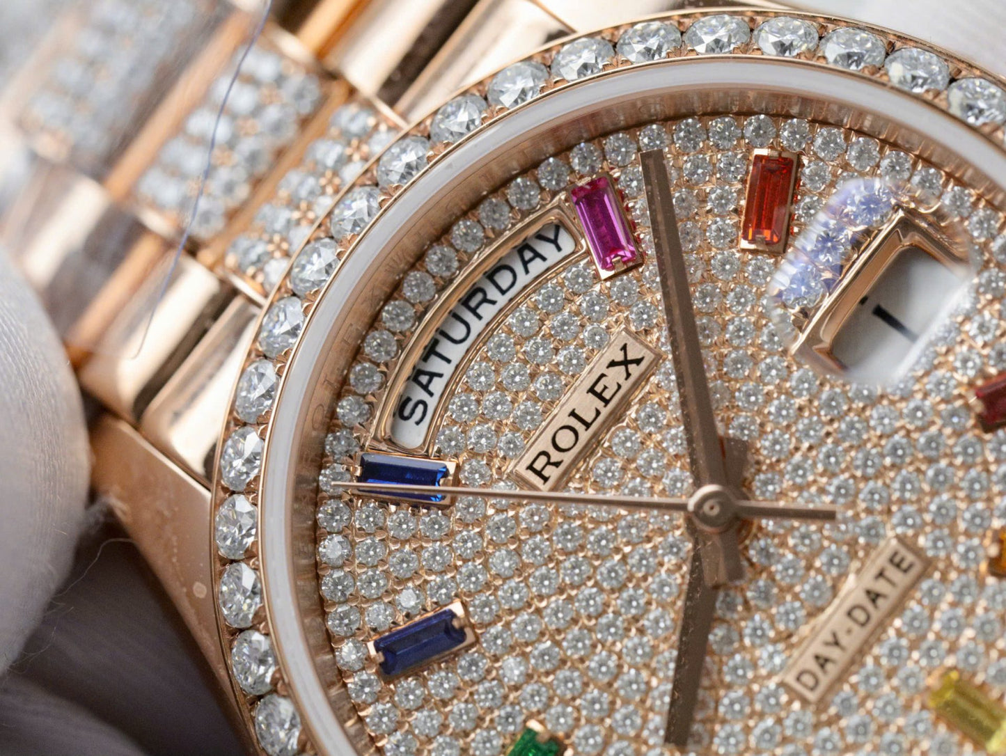 Rolex Day-Date 128395TBR Refined 18K Gold Wrapped & Moissanite Diamonds Best Replicas 36mm