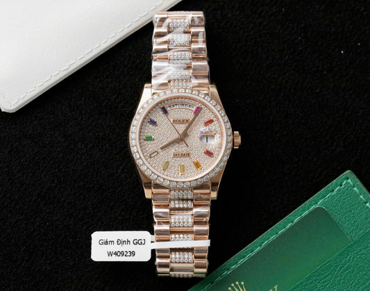 Rolex Day-Date 128395TBR Refined 18K Gold Wrapped & Moissanite Diamonds Best Replicas 36mm