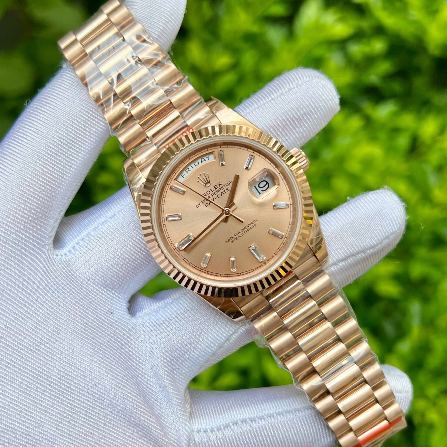 Rolex Day-Date 228235 Pink Dial Stone With Number GM Factory 40mm