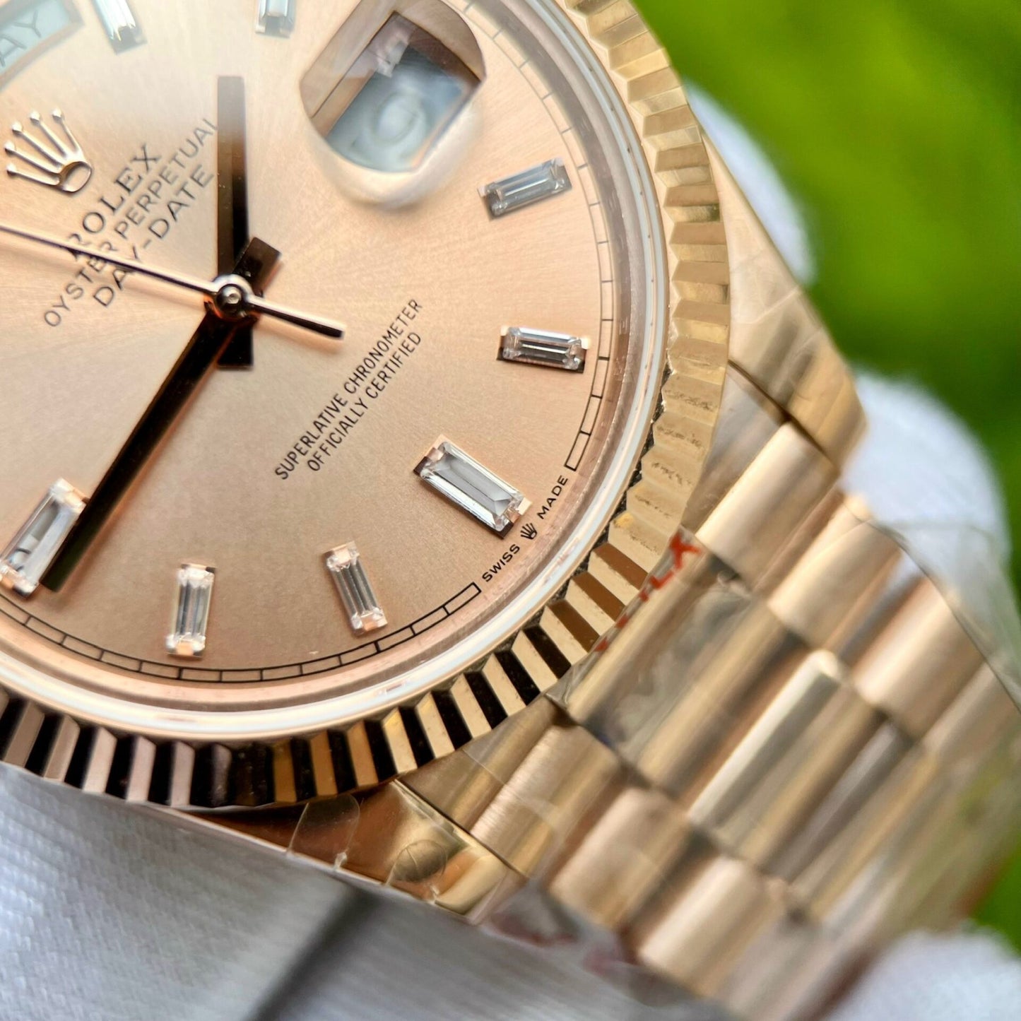 Rolex Day-Date 228235 Pink Dial Stone With Number GM Factory 40mm