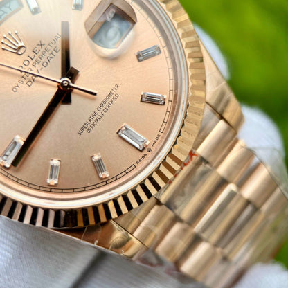 Rolex Day-Date 228235 Pink Dial Stone With Number GM Factory 40mm