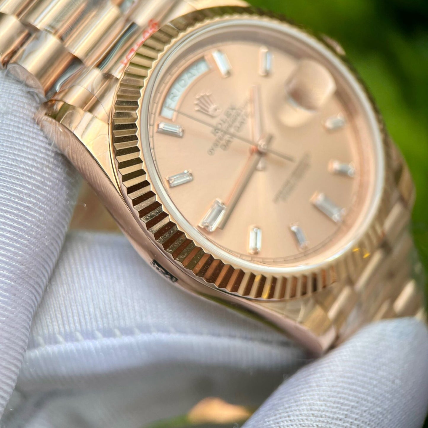 Rolex Day-Date 228235 Pink Dial Stone With Number GM Factory 40mm