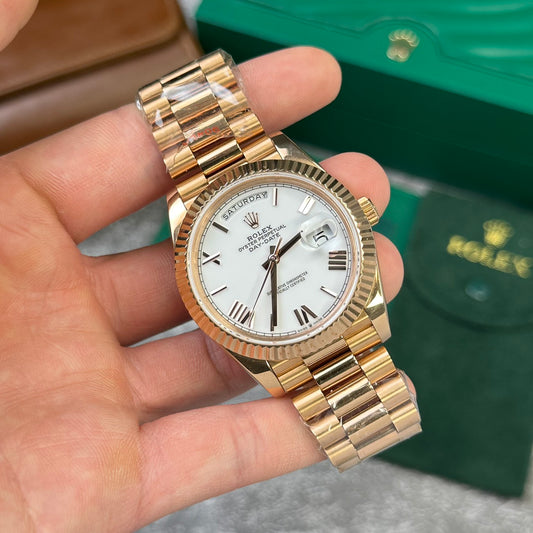Rolex Replica Watch Day-Date 228235 Rose Gold White Dial V2 GM Factory 40mm
