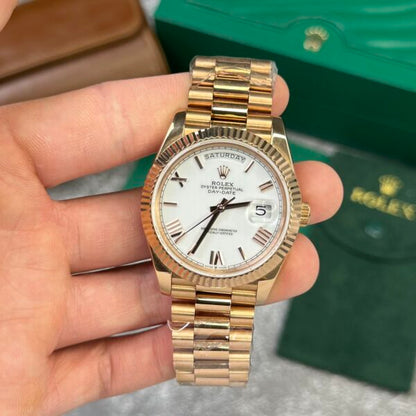 Rolex Replica Watch Day-Date 228235 Rose Gold White Dial V2 GM Factory 40mm