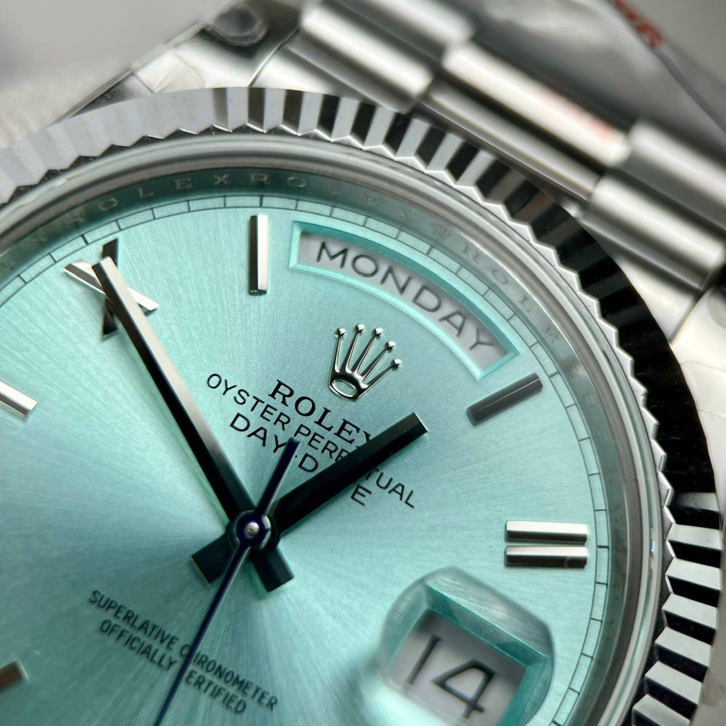 Rolex Day-Date 228236 Replica 11 Watch Ice Blue Dial GM Factory 40mm