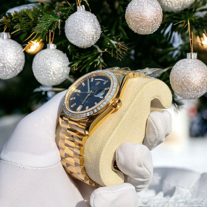 Rolex Day-Date 228238 Replica Watch 18K Gold Wrapped Moissanite Bezel GM 40mm
