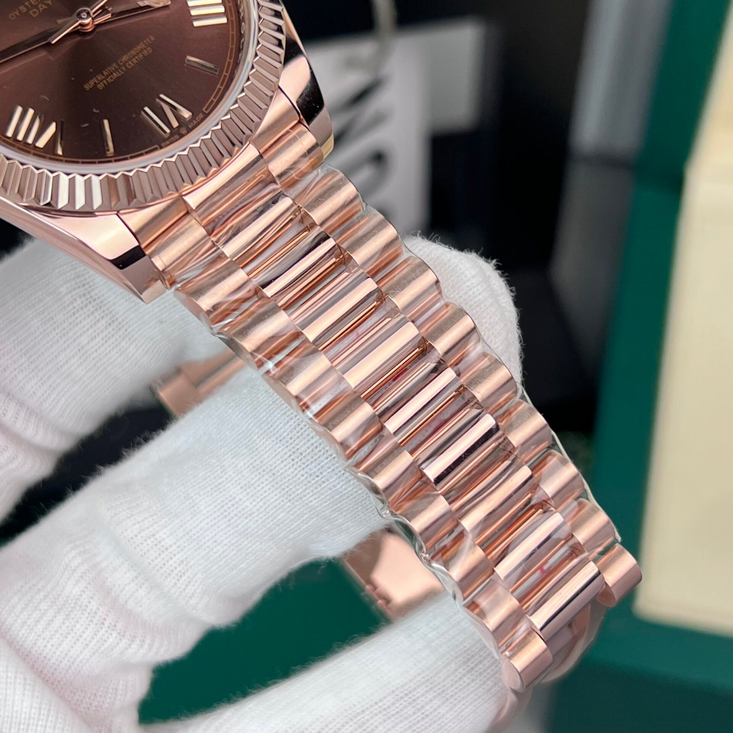Rolex Day-Date 18K Gold Wrapped Replica Watch Chocolate Dial GM V2 40mm