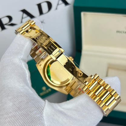 Rolex Day-Date Replica Watch 18K Gold Wrapped Black Dial With Diamond Bezel GM V2 40mm