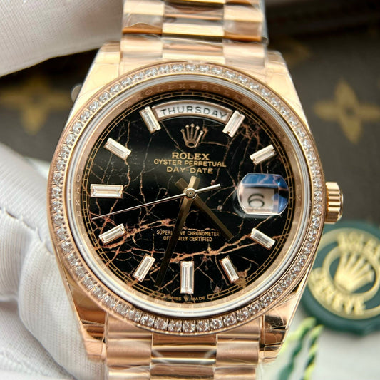 Rolex Replica Watch Day-Date Gold Wrapped Moissanite Diamonds Eisenkiesel Dial GS Factory 40mm