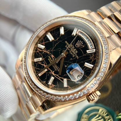 Rolex Replica Watch Day-Date Gold Wrapped Moissanite Diamonds Eisenkiesel Dial GS Factory 40mm