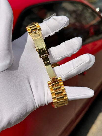Rolex Day-Date Solid Gold Wrapped Replica Watch With Moissanite 40mm Clone