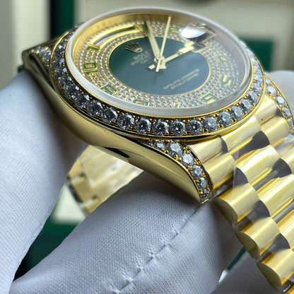 Rolex Day-Date Replica Watch Gold Wrapped + Moissanite Diamonds 40mm Clone
