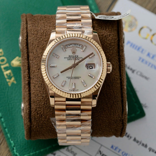 Rolex Day-Date Dial Mother Of Pearl Best Replica Watch Custom Gold Wrapped Clean Factory 36mm