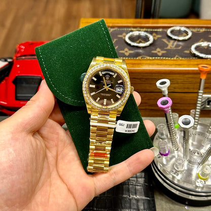 Rolex Day-Date  Watch Black Dial Moissanite Diamonds Custom 40mm Clone