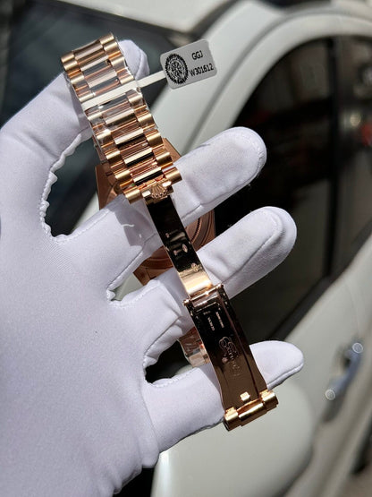 Rolex Best Replica Watch Day-Date Custom Ruby Red & Baguette Moissanite Diamonds GM Factory 40mm