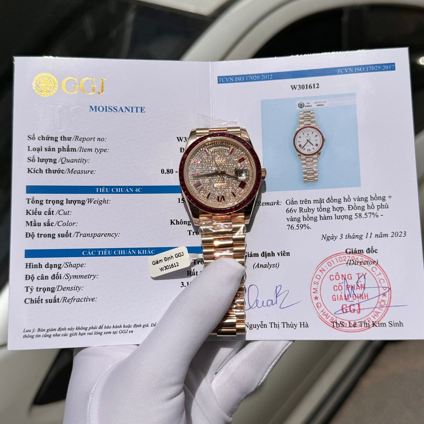 Rolex Best Replica Watch Day-Date Custom Ruby Red & Baguette Moissanite Diamonds GM Factory 40mm