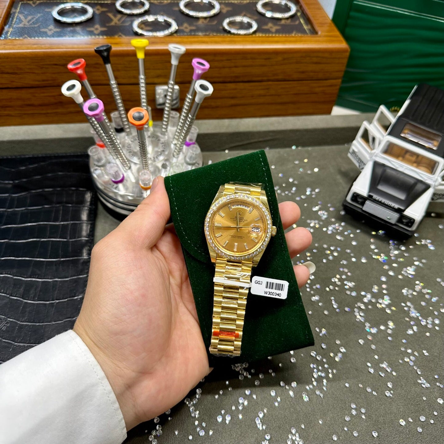 Rolex Day-Date Yellow Dial Moissanite Diamonds EW Factory 40mm